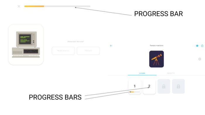 Progress bars on Tinycards
